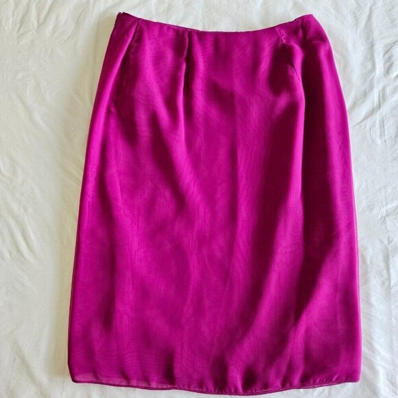 L. Magnin Skirt Womens 10 Fuchsia Wrap VTG Farinae Collection Midi Lined Boho - Picture 15 of 15